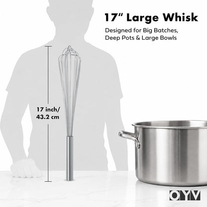 18/10 Stainless Steel Whisk, Ergonomic Handle, Dishwasher Safe Metal Whisk, Professional Wisk for Kitchen Cooking, Perfect for Blending, Whisking, Baking, and Beating, 10-Inch Wire Wisk