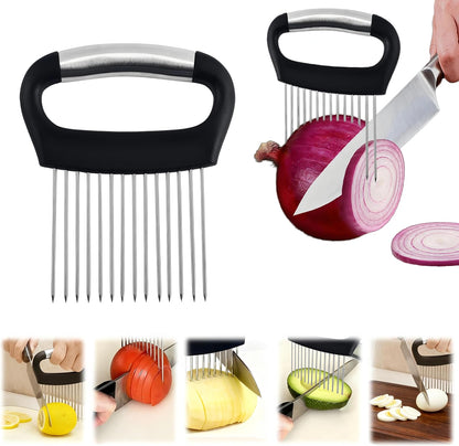 1 Onion Holder for Slicing,Stainless Steel Onion Slicer Holder,Onion Cutter