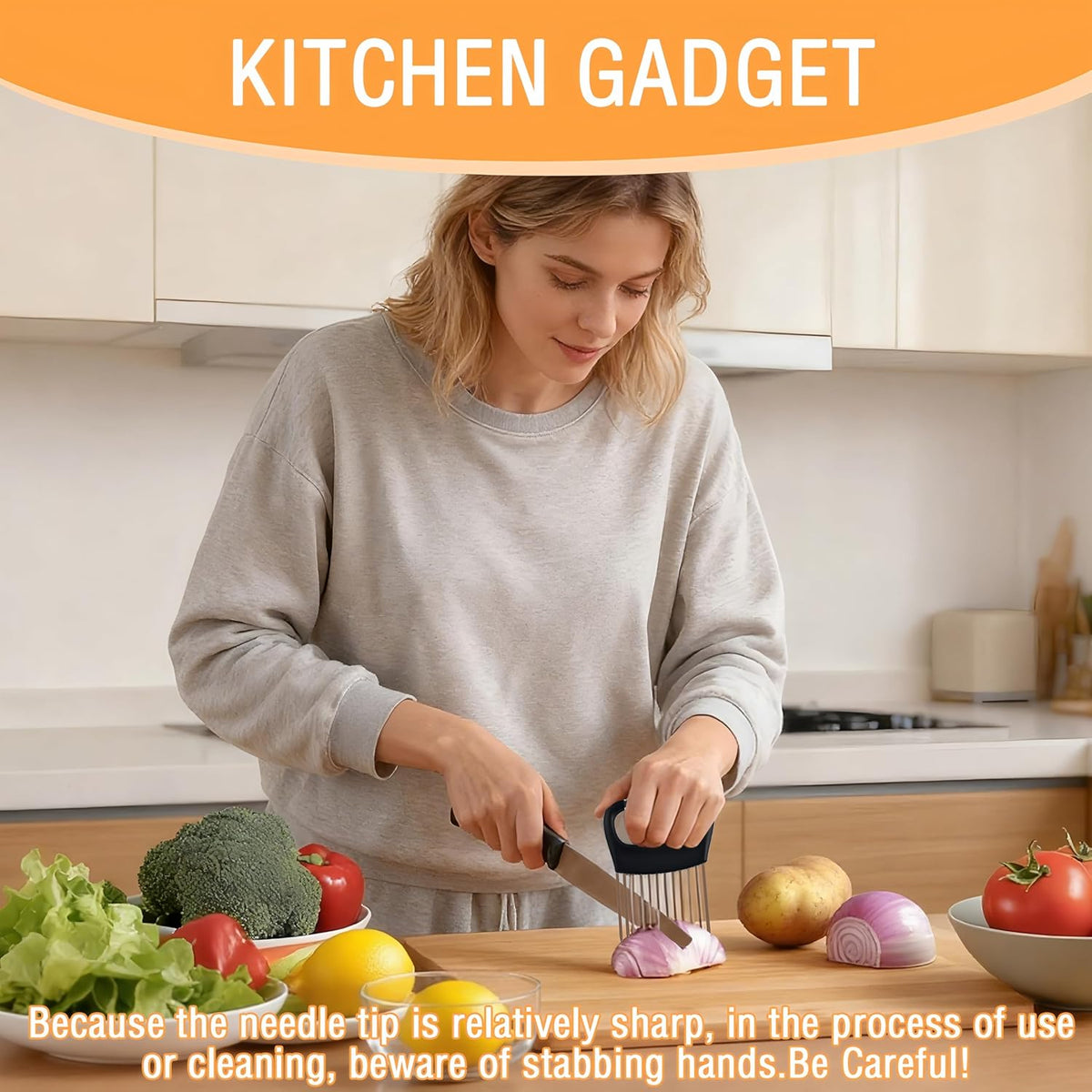 1 Onion Holder for Slicing,Stainless Steel Onion Slicer Holder,Onion Cutter
