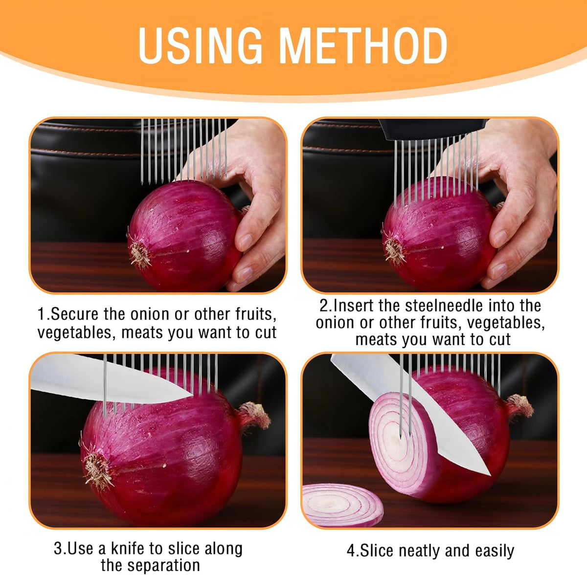 1 Onion Holder for Slicing,Stainless Steel Onion Slicer Holder,Onion Cutter