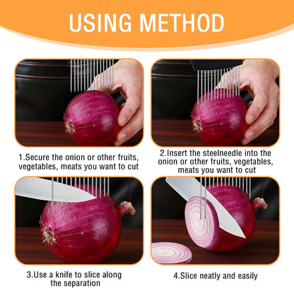 1 Onion Holder for Slicing,Stainless Steel Onion Slicer Holder,Onion Cutter