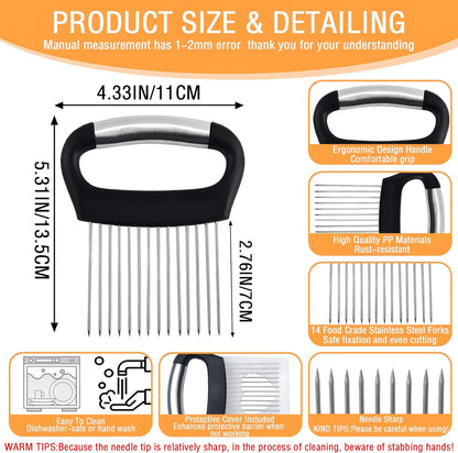1 Onion Holder for Slicing,Stainless Steel Onion Slicer Holder,Onion Cutter