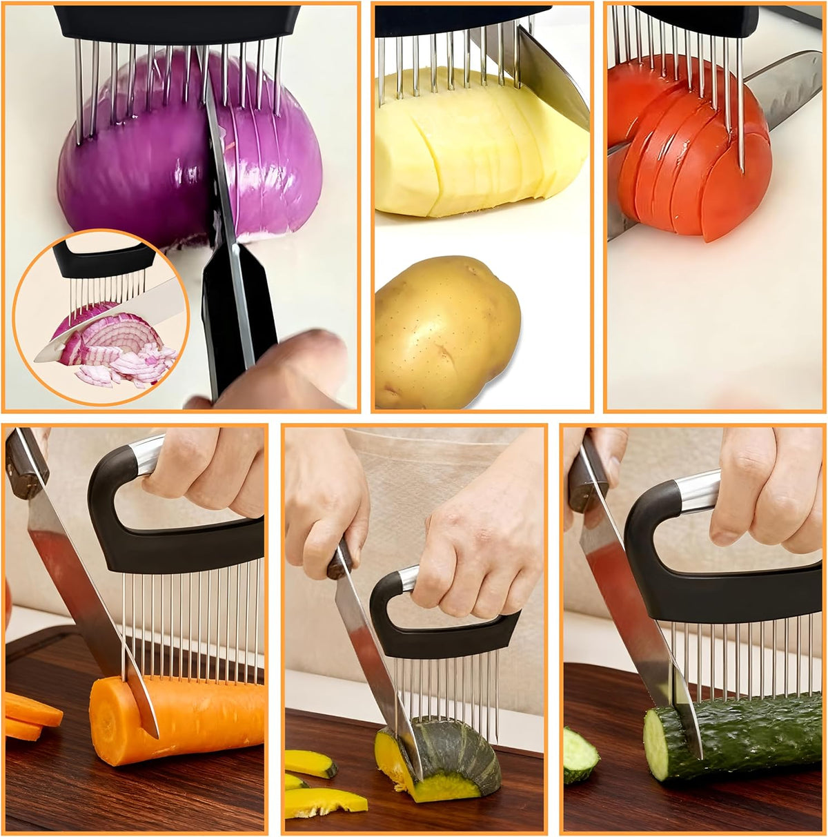 1 Onion Holder for Slicing,Stainless Steel Onion Slicer Holder,Onion Cutter