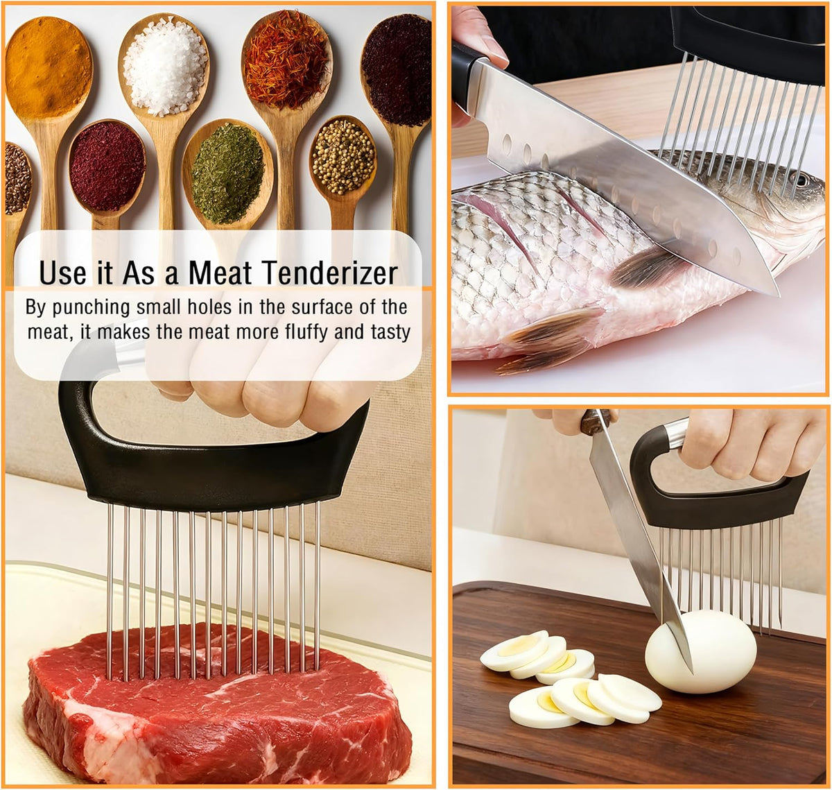 1 Onion Holder for Slicing,Stainless Steel Onion Slicer Holder,Onion Cutter