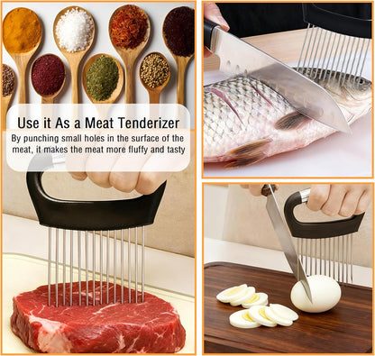 1 Onion Holder for Slicing,Stainless Steel Onion Slicer Holder,Onion Cutter