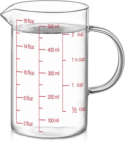34OZ/1000ML Glass Measuring Cup, 4 Cup Glass Measuring Cups With 3 Scales (Ml/Oz/Cup), High Borosilicate Measuring Cup With Handle and V-Shaped Spout, Dishwasher/Freezer/Microwave Safe