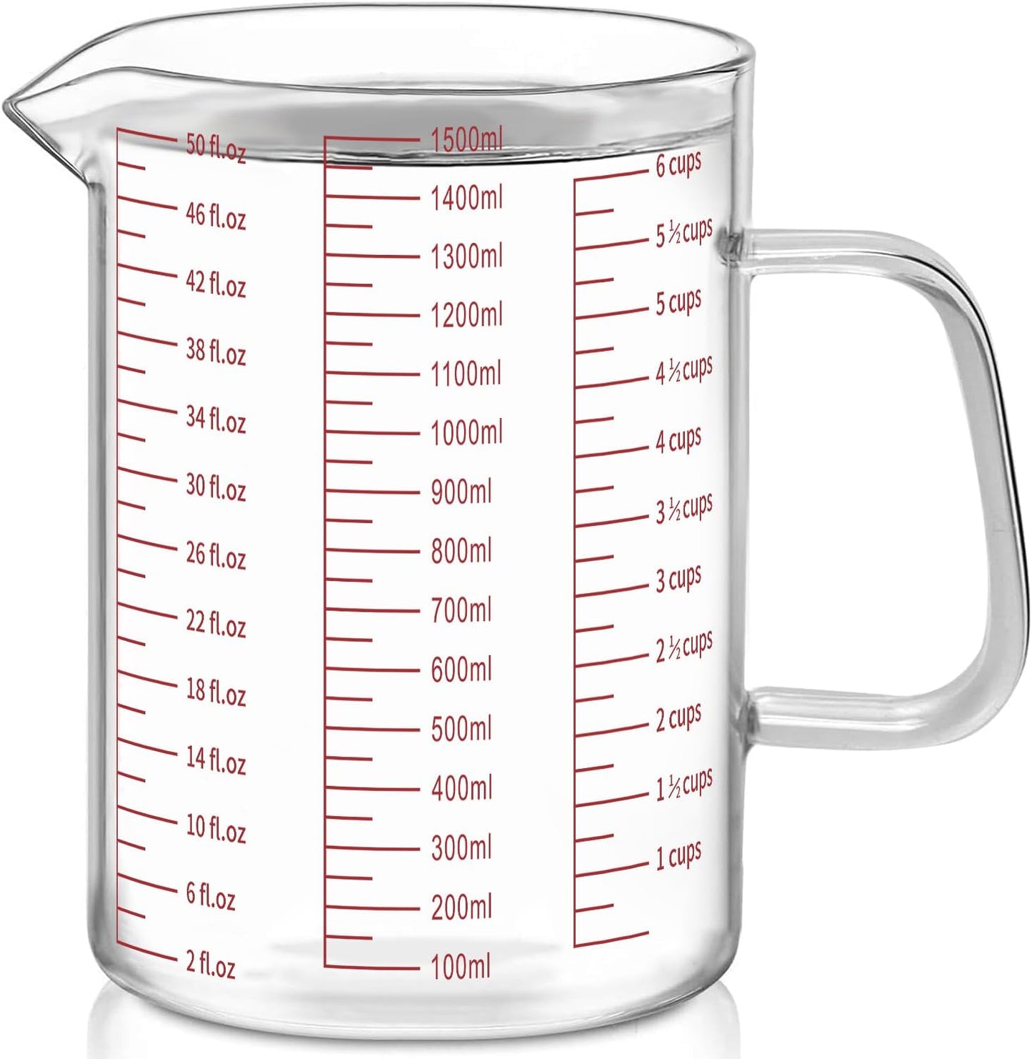 34OZ/1000ML Glass Measuring Cup, 4 Cup Glass Measuring Cups With 3 Scales (Ml/Oz/Cup), High Borosilicate Measuring Cup With Handle and V-Shaped Spout, Dishwasher/Freezer/Microwave Safe