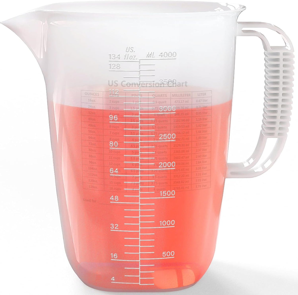 34OZ/1000ML Glass Measuring Cup, 4 Cup Glass Measuring Cups With 3 Scales (Ml/Oz/Cup), High Borosilicate Measuring Cup With Handle and V-Shaped Spout, Dishwasher/Freezer/Microwave Safe