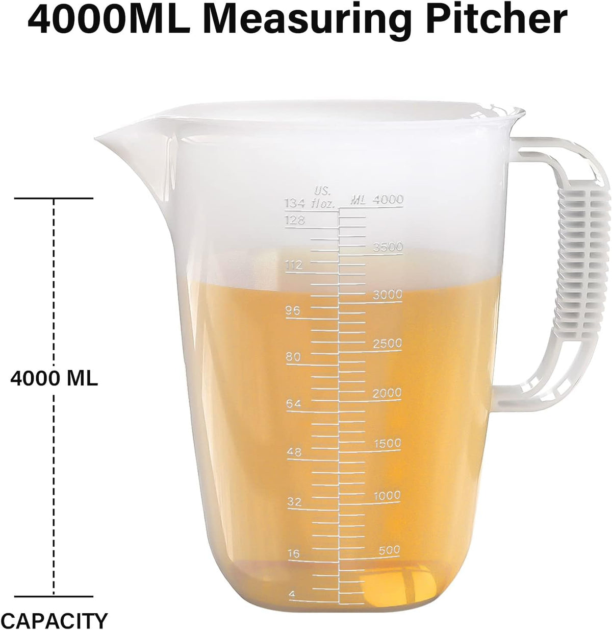 34OZ/1000ML Glass Measuring Cup, 4 Cup Glass Measuring Cups With 3 Scales (Ml/Oz/Cup), High Borosilicate Measuring Cup With Handle and V-Shaped Spout, Dishwasher/Freezer/Microwave Safe