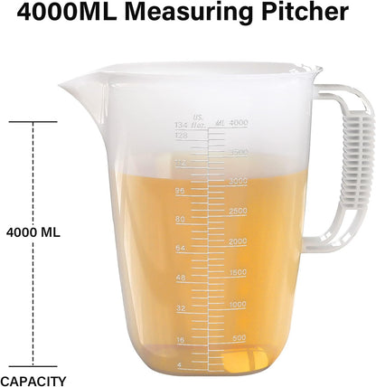 34OZ/1000ML Glass Measuring Cup, 4 Cup Glass Measuring Cups With 3 Scales (Ml/Oz/Cup), High Borosilicate Measuring Cup With Handle and V-Shaped Spout, Dishwasher/Freezer/Microwave Safe