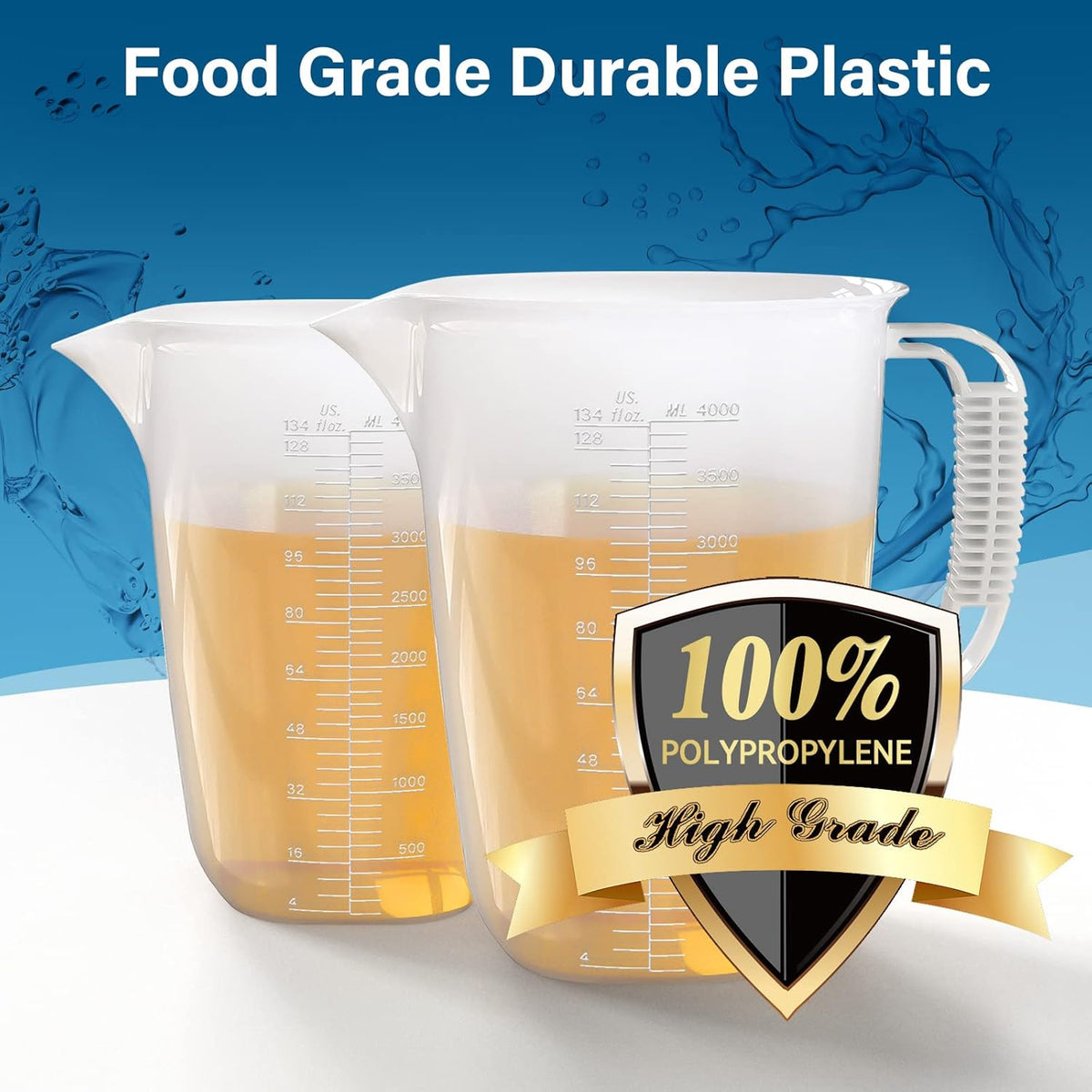 34OZ/1000ML Glass Measuring Cup, 4 Cup Glass Measuring Cups With 3 Scales (Ml/Oz/Cup), High Borosilicate Measuring Cup With Handle and V-Shaped Spout, Dishwasher/Freezer/Microwave Safe