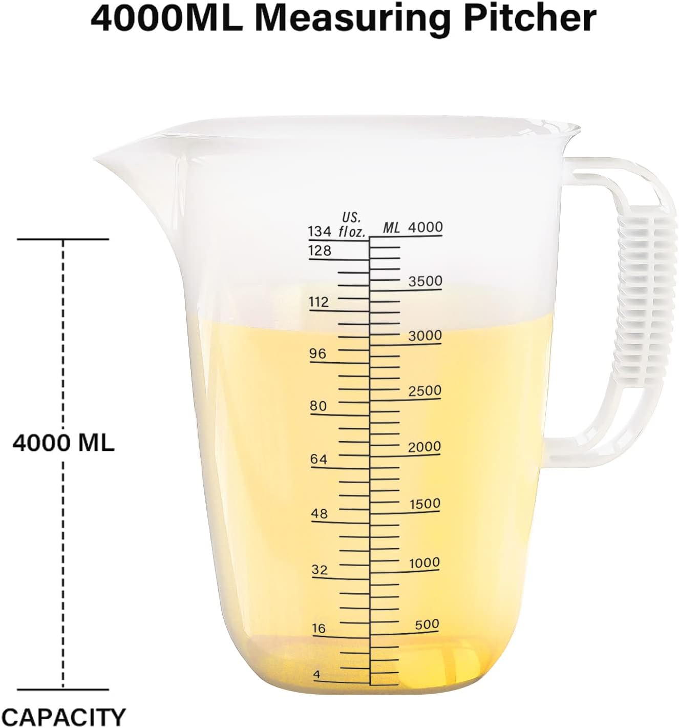 34OZ/1000ML Glass Measuring Cup, 4 Cup Glass Measuring Cups With 3 Scales (Ml/Oz/Cup), High Borosilicate Measuring Cup With Handle and V-Shaped Spout, Dishwasher/Freezer/Microwave Safe