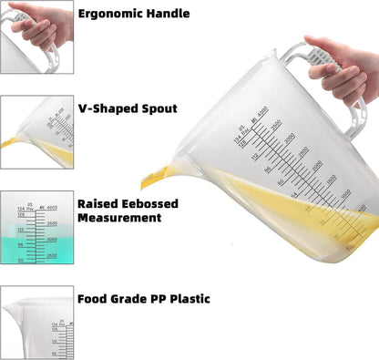 34OZ/1000ML Glass Measuring Cup, 4 Cup Glass Measuring Cups With 3 Scales (Ml/Oz/Cup), High Borosilicate Measuring Cup With Handle and V-Shaped Spout, Dishwasher/Freezer/Microwave Safe
