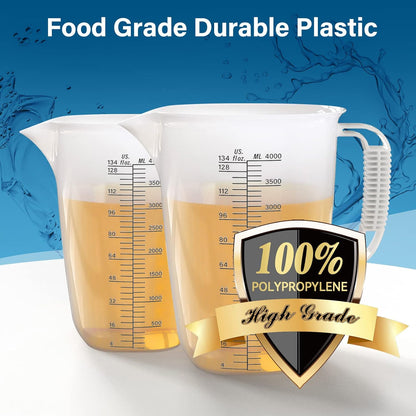 34OZ/1000ML Glass Measuring Cup, 4 Cup Glass Measuring Cups With 3 Scales (Ml/Oz/Cup), High Borosilicate Measuring Cup With Handle and V-Shaped Spout, Dishwasher/Freezer/Microwave Safe