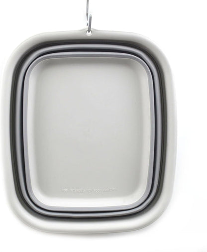 9.45L (2.5 Gallon) Collapsible Tub - Foldable Dish Tub - Portable Washing Basin - Space Saving Plastic Washtub (Grey, M)
