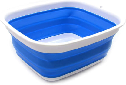 9.45L (2.5 Gallon) Collapsible Tub - Foldable Dish Tub - Portable Washing Basin - Space Saving Plastic Washtub (Grey, M)