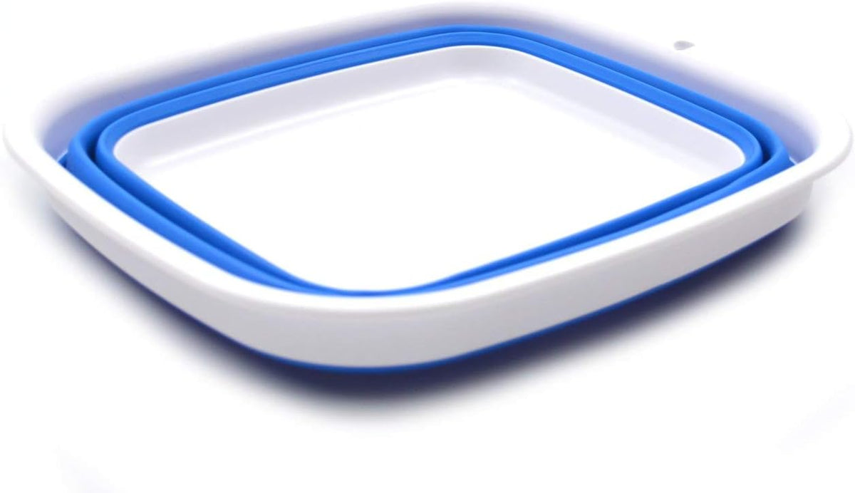 9.45L (2.5 Gallon) Collapsible Tub - Foldable Dish Tub - Portable Washing Basin - Space Saving Plastic Washtub (Grey, M)