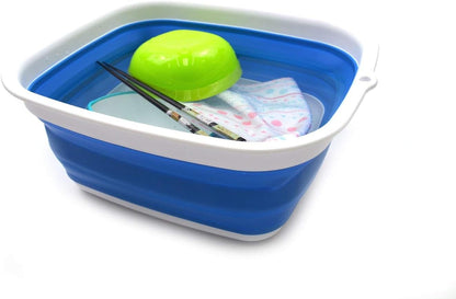 9.45L (2.5 Gallon) Collapsible Tub - Foldable Dish Tub - Portable Washing Basin - Space Saving Plastic Washtub (Grey, M)