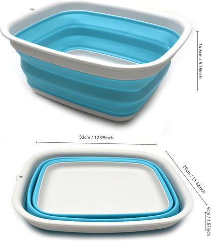 9.45L (2.5 Gallon) Collapsible Tub - Foldable Dish Tub - Portable Washing Basin - Space Saving Plastic Washtub (Grey, M)