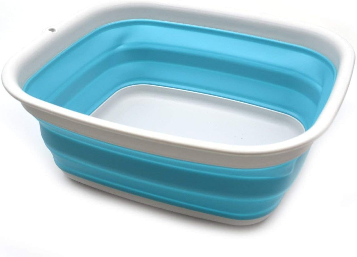 9.45L (2.5 Gallon) Collapsible Tub - Foldable Dish Tub - Portable Washing Basin - Space Saving Plastic Washtub (Grey, M)