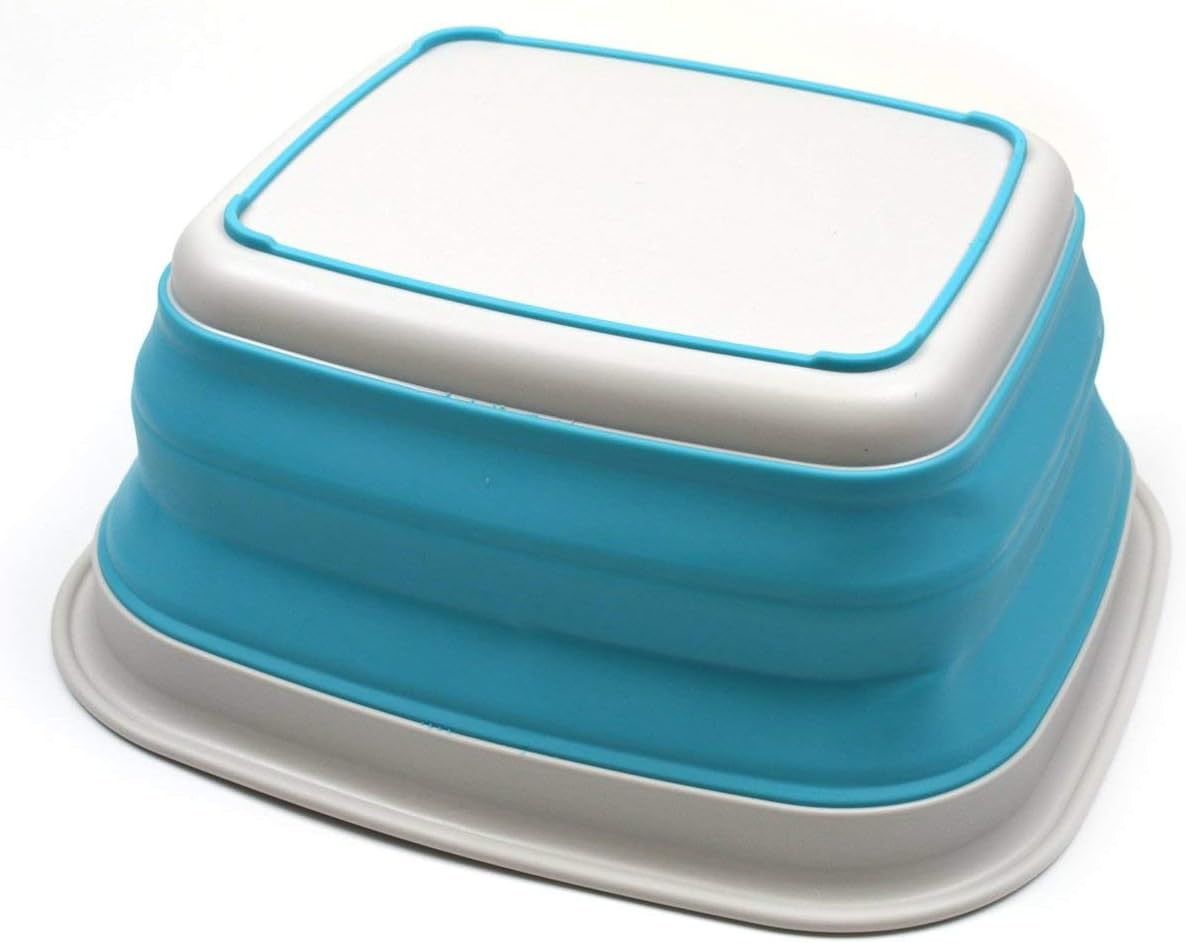 9.45L (2.5 Gallon) Collapsible Tub - Foldable Dish Tub - Portable Washing Basin - Space Saving Plastic Washtub (Grey, M)