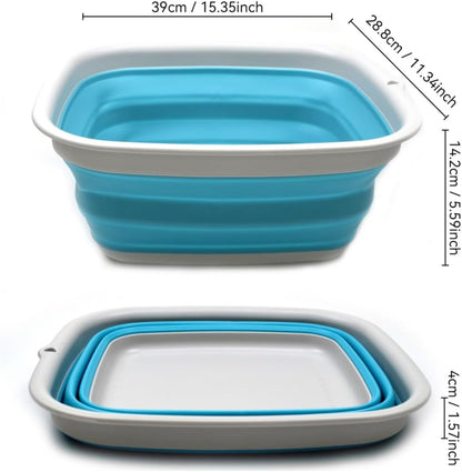 9.45L (2.5 Gallon) Collapsible Tub - Foldable Dish Tub - Portable Washing Basin - Space Saving Plastic Washtub (Grey, M)