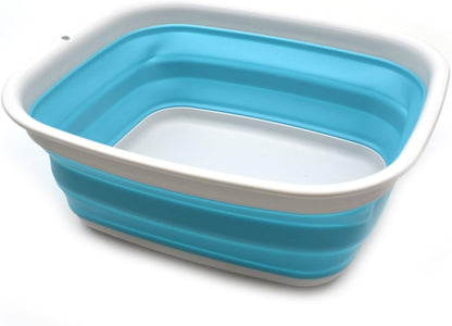 9.45L (2.5 Gallon) Collapsible Tub - Foldable Dish Tub - Portable Washing Basin - Space Saving Plastic Washtub (Grey, M)