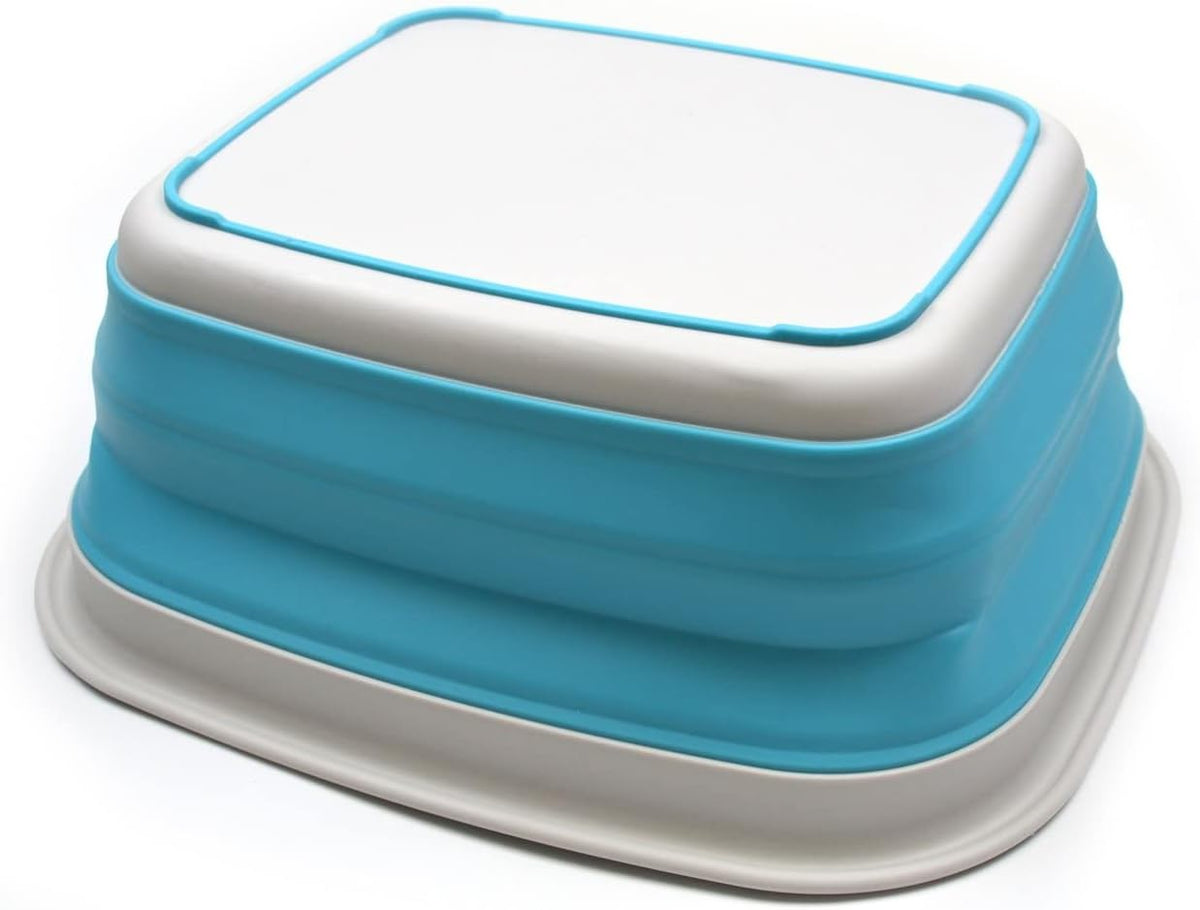 9.45L (2.5 Gallon) Collapsible Tub - Foldable Dish Tub - Portable Washing Basin - Space Saving Plastic Washtub (Grey, M)
