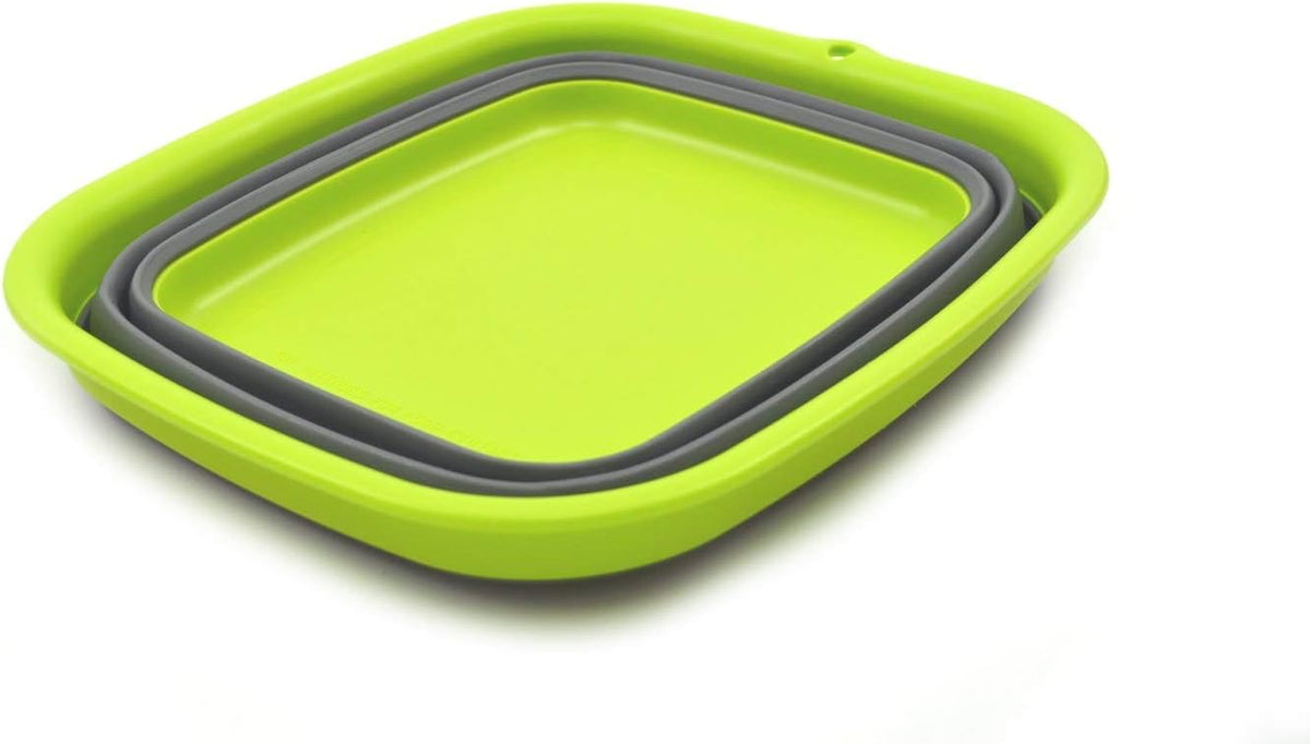 9.45L (2.5 Gallon) Collapsible Tub - Foldable Dish Tub - Portable Washing Basin - Space Saving Plastic Washtub (Grey, M)
