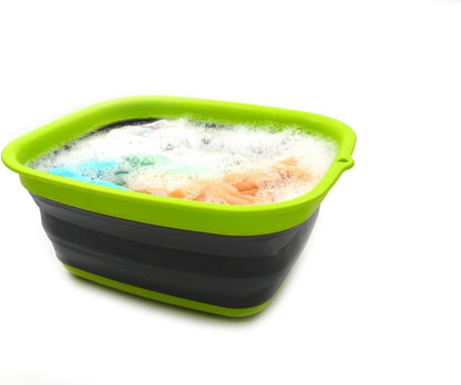 9.45L (2.5 Gallon) Collapsible Tub - Foldable Dish Tub - Portable Washing Basin - Space Saving Plastic Washtub (Grey, M)