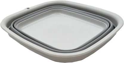 9.45L (2.5 Gallon) Collapsible Tub - Foldable Dish Tub - Portable Washing Basin - Space Saving Plastic Washtub (Grey, M)
