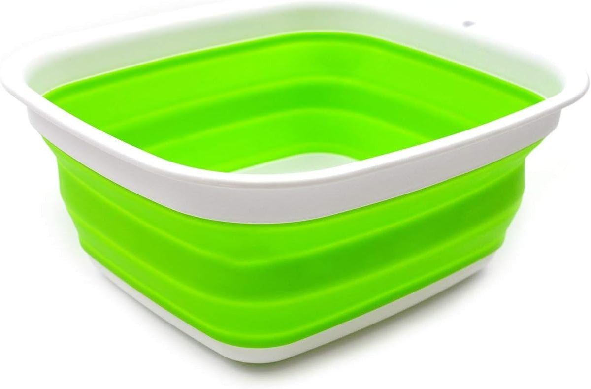 9.45L (2.5 Gallon) Collapsible Tub - Foldable Dish Tub - Portable Washing Basin - Space Saving Plastic Washtub (Grey, M)