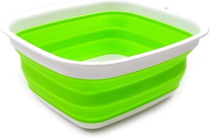 9.45L (2.5 Gallon) Collapsible Tub - Foldable Dish Tub - Portable Washing Basin - Space Saving Plastic Washtub (Grey, M)