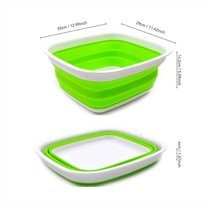9.45L (2.5 Gallon) Collapsible Tub - Foldable Dish Tub - Portable Washing Basin - Space Saving Plastic Washtub (Grey, M)