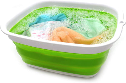9.45L (2.5 Gallon) Collapsible Tub - Foldable Dish Tub - Portable Washing Basin - Space Saving Plastic Washtub (Grey, M)