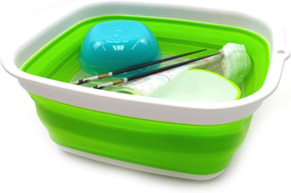 9.45L (2.5 Gallon) Collapsible Tub - Foldable Dish Tub - Portable Washing Basin - Space Saving Plastic Washtub (Grey, M)