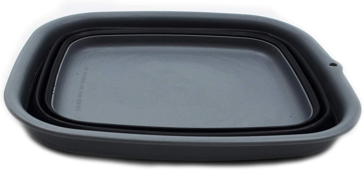 9.45L (2.5 Gallon) Collapsible Tub - Foldable Dish Tub - Portable Washing Basin - Space Saving Plastic Washtub (Grey, M)