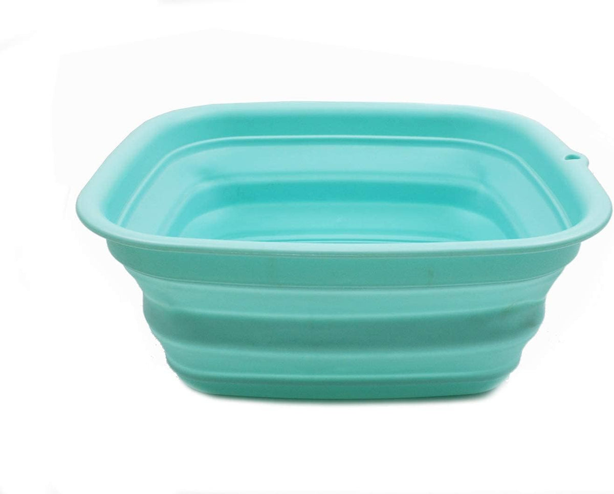 9.45L (2.5 Gallon) Collapsible Tub - Foldable Dish Tub - Portable Washing Basin - Space Saving Plastic Washtub (Grey, M)