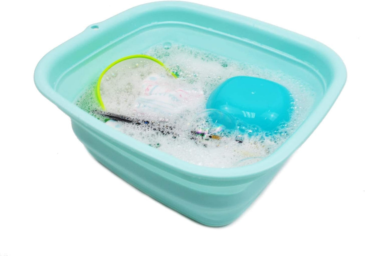 9.45L (2.5 Gallon) Collapsible Tub - Foldable Dish Tub - Portable Washing Basin - Space Saving Plastic Washtub (Grey, M)