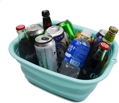 9.45L (2.5 Gallon) Collapsible Tub - Foldable Dish Tub - Portable Washing Basin - Space Saving Plastic Washtub (Grey, M)