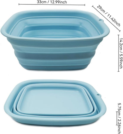 9.45L (2.5 Gallon) Collapsible Tub - Foldable Dish Tub - Portable Washing Basin - Space Saving Plastic Washtub (Grey, M)