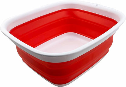 9.45L (2.5 Gallon) Collapsible Tub - Foldable Dish Tub - Portable Washing Basin - Space Saving Plastic Washtub (Grey, M)