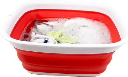 9.45L (2.5 Gallon) Collapsible Tub - Foldable Dish Tub - Portable Washing Basin - Space Saving Plastic Washtub (Grey, M)