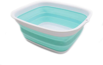 9.45L (2.5 Gallon) Collapsible Tub - Foldable Dish Tub - Portable Washing Basin - Space Saving Plastic Washtub (Grey, M)
