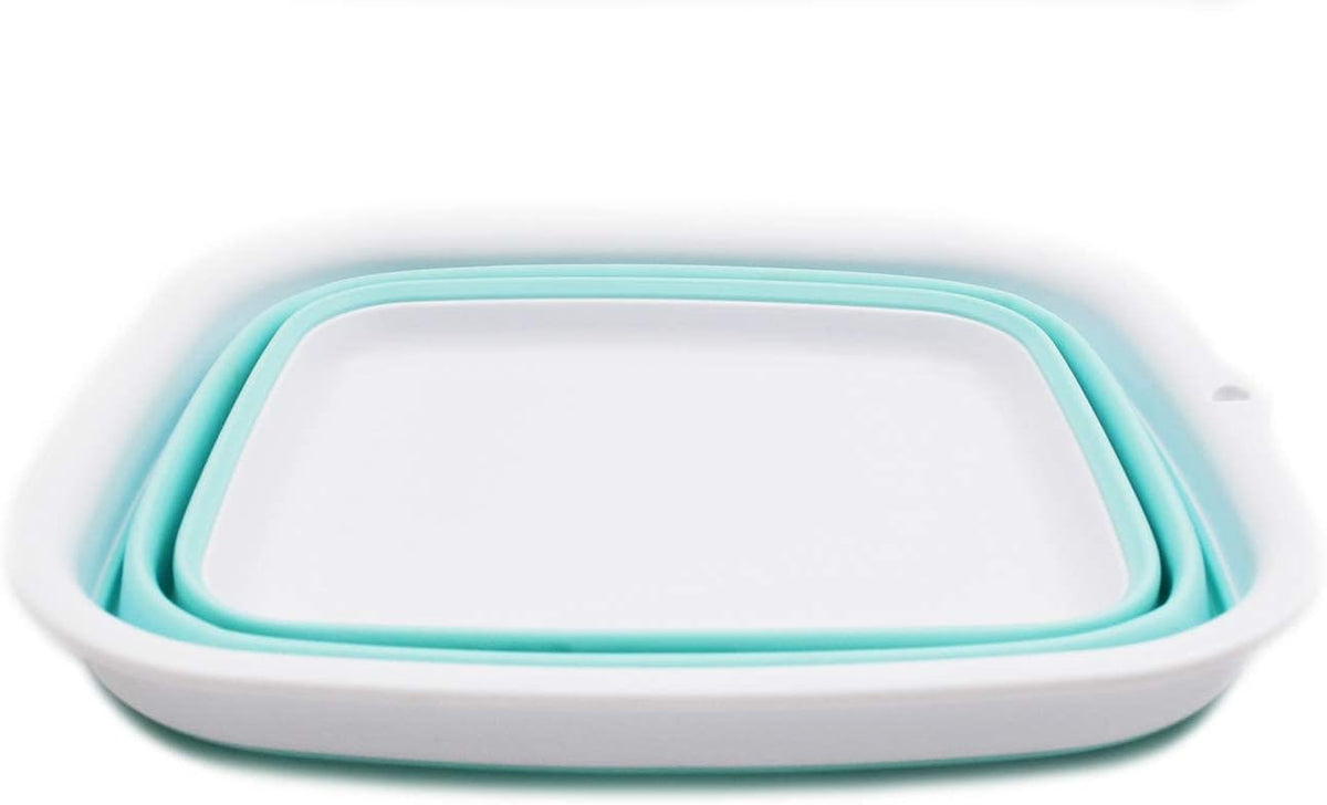 9.45L (2.5 Gallon) Collapsible Tub - Foldable Dish Tub - Portable Washing Basin - Space Saving Plastic Washtub (Grey, M)