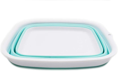 9.45L (2.5 Gallon) Collapsible Tub - Foldable Dish Tub - Portable Washing Basin - Space Saving Plastic Washtub (Grey, M)