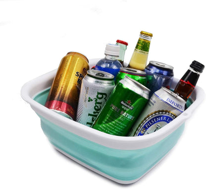 9.45L (2.5 Gallon) Collapsible Tub - Foldable Dish Tub - Portable Washing Basin - Space Saving Plastic Washtub (Grey, M)