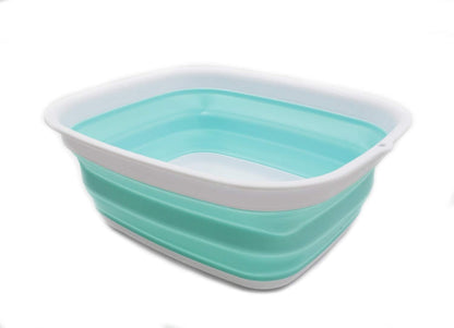 9.45L (2.5 Gallon) Collapsible Tub - Foldable Dish Tub - Portable Washing Basin - Space Saving Plastic Washtub (Grey, M)