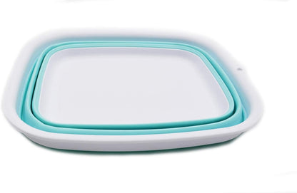 9.45L (2.5 Gallon) Collapsible Tub - Foldable Dish Tub - Portable Washing Basin - Space Saving Plastic Washtub (Grey, M)