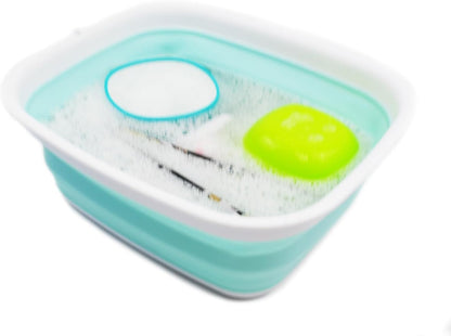 9.45L (2.5 Gallon) Collapsible Tub - Foldable Dish Tub - Portable Washing Basin - Space Saving Plastic Washtub (Grey, M)